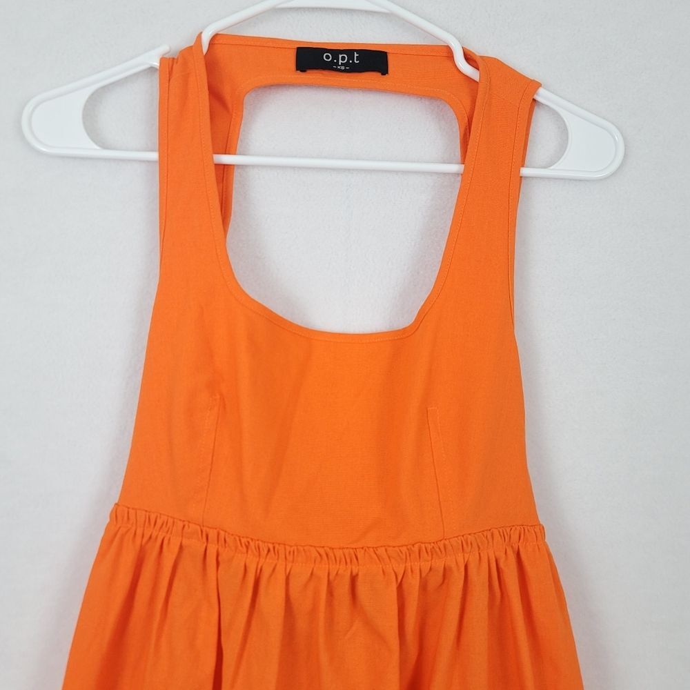 O.p.t. Mariabella Linen-blend Midi Dress In Orange XS Open Back Fall Photoshoot - Picture 4 of 8